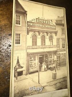 Civil War Era Storefront with Signs & People CDV Photo Pennsylvania 1860s