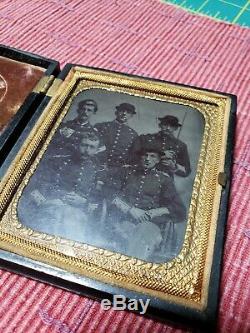 Civil War Era Tin Type Of Soldiers In Thermal Plastic Case