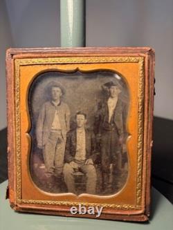 Civil War Era Tintype Cased 3 Adolescents/Brothers Confederate Uniformed