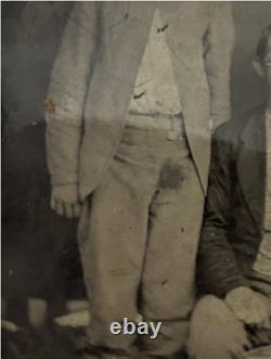 Civil War Era Tintype Cased 3 Adolescents/Brothers Confederate Uniformed