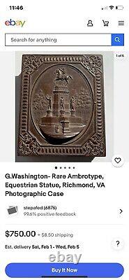 Civil War Era Washington Monument Union Photo Case Daguerreotype or Collar Box