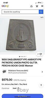 Civil War Era Washington Monument Union Photo Case Daguerreotype or Collar Box