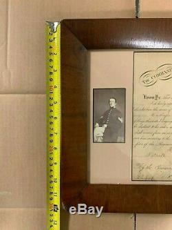 Civil War Framed Original Appointment Identified with Two CDV Photos