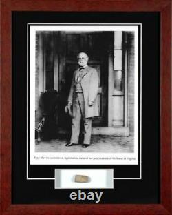 Civil War General Robert E. Lee Framed Photo With Antique Battlefield Bullet Coa