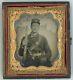 Civil War Infantryman With Knife, Musket And Revolver-sixth-plate Ambrotype