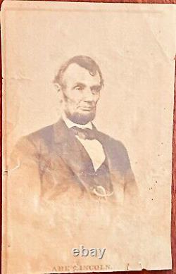 Civil War Lincoln albumen photo 1860s with Lincoln Death Poem