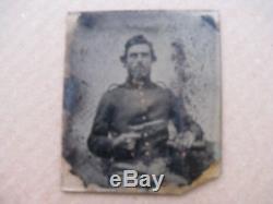 Civil War Military Image Glass Photo Soldier With Revolver Officer 3 x 21/2