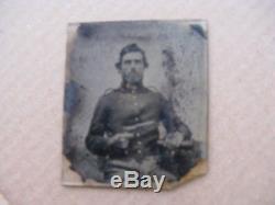 Civil War Military Image Glass Photo Soldier With Revolver Officer 3 x 21/2