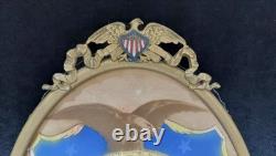 Civil War Named Soldier GAR Oval Photo Eagle Shield Emblem Framed Convex Glass
