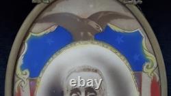 Civil War Named Soldier GAR Oval Photo Eagle Shield Emblem Framed Convex Glass