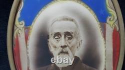 Civil War Named Soldier GAR Oval Photo Eagle Shield Emblem Framed Convex Glass