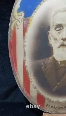 Civil War Named Soldier GAR Oval Photo Eagle Shield Emblem Framed Convex Glass
