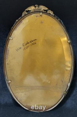 Civil War Named Soldier GAR Oval Photo Eagle Shield Emblem Framed Convex Glass