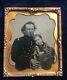 Civil War Officer And Child Exceptional Composition Ambrotype 1860's Photograph
