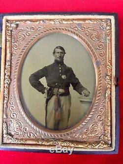 Civil War Period Ambrotype Of Union Soldier Wearing Sword Sash