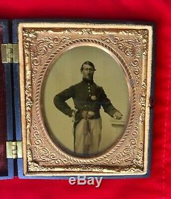Civil War Period Ambrotype Of Union Soldier Wearing Sword Sash