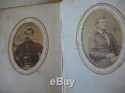 Civil War Period Leather Photo Album With Nine Soldier Photos