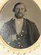 Civil War Period Photo Of Man With Gold Buttons And Stamp On Back Of Tintype