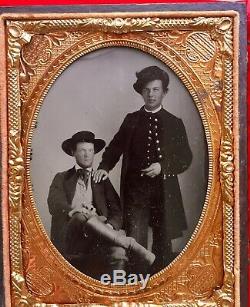 Civil War Period Quarter Plate Of Two Union Soldiers