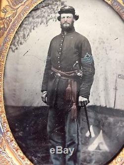 Civil War Period Tintype Of Sergeant Standing