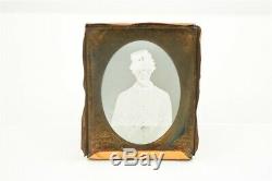 Civil War Photo 1/9th Ambrotype Young Ethnic Soldier with Knife Union Forever Case