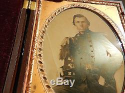 Civil War Photo Of Union Militiaman Rare Large Gutta-percha Box Case