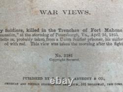 Civil War Photo Stereoview Ft Mahone Dead Soldier image Yellow mount
