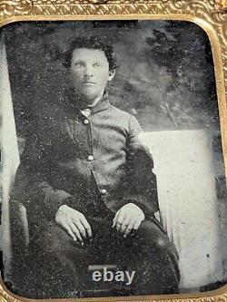 Civil War Photograph Tin Type Soldier Sack Coat Amputation Amputee