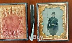 Civil War Photography Tintype Large 1/4-Plate Fully-Armed Tinted BEAUTIFUL IMAGE