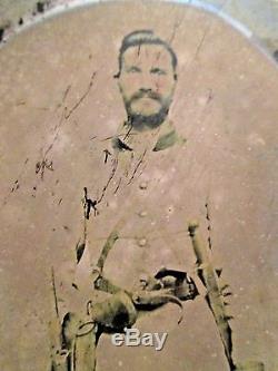Civil War Ruby Ambrotype 1/2 plate Confederate MCELROY BOWIE Triple Armed
