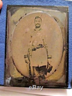 Civil War Ruby Ambrotype 1/2 plate Confederate MCELROY BOWIE Triple Armed