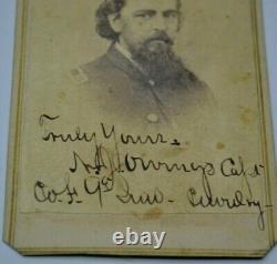 Civil War Signed CDV Id OFFICER Capt Nathaniel Owings 9th Cavalry 121 Indiana