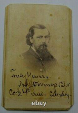 Civil War Signed CDV Id OFFICER Capt Nathaniel Owings 9th Cavalry 121 Indiana