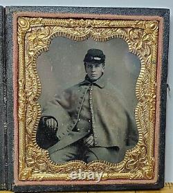 Civil War Soldier 3rd NY Cavalry Identified 1/6 Plate Ambrotype Plus CDV Photo