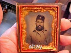 Civil War Soldier Ambrotype Photograph on Glass IDed withFull Case 1/9 Plate Nice