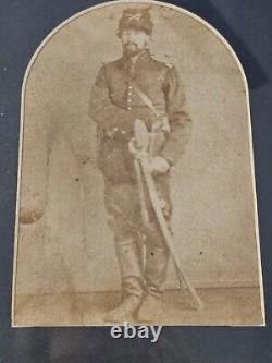 Civil War Soldier Antique Framed Cabinet Photo