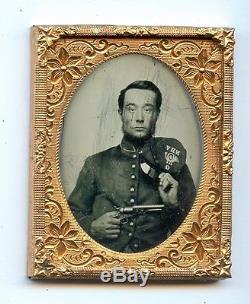 Civil War Soldier Armed. Co. G, 9th NHV Ruby Ambrotype