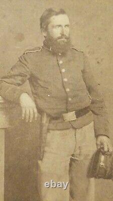 Civil War Soldier CDV Image ID'd D Washburn Holding McDowell Style Kepi & Armed