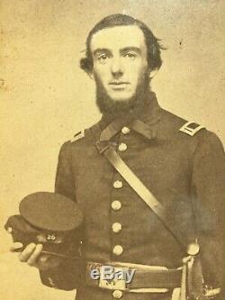 Civil War Soldier Officer photograph lg albumen period frame