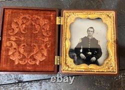 Civil War Soldier Painted Uniform Highlights Ambrotype Union Case Tinted 1860s