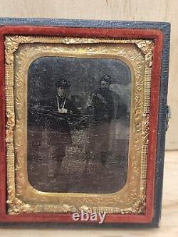Civil War Soldier Photo In Case Amputee Using Weapon To Stand RARE