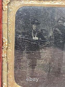 Civil War Soldier Photo In Case Amputee Using Weapon To Stand RARE