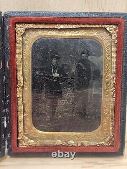 Civil War Soldier Photo In Case Amputee Using Weapon To Stand RARE
