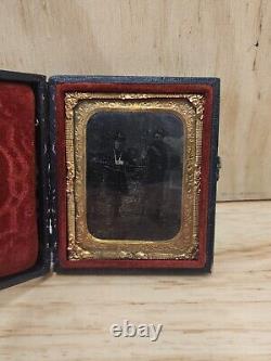 Civil War Soldier Photo In Case Amputee Using Weapon To Stand RARE