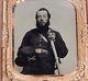 Civil War Soldier Photo With Sword In Case Vintage Tintype
