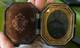 Civil War Soldier Tin Type In Octagonal Union Case. Hand Painted Gold Buttons