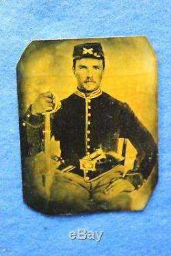 Civil War Soldier Tintype Photo with Sword and Colt Revolver A. W. Bennett Estate