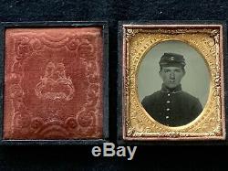Civil War Soldier Union Tin Type Measures Closed 3 5/8 X 3 1/8
