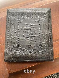 Civil War Soldier With Gun Tin Type In Frame Estate Item