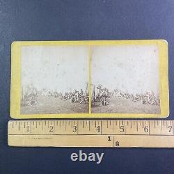 Civil War Soldiers Company C Camp Stereoview Gettysburg Antique c1863 Y8486